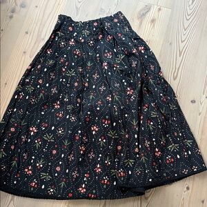 Elegant Black Floral A-Line Skirt
